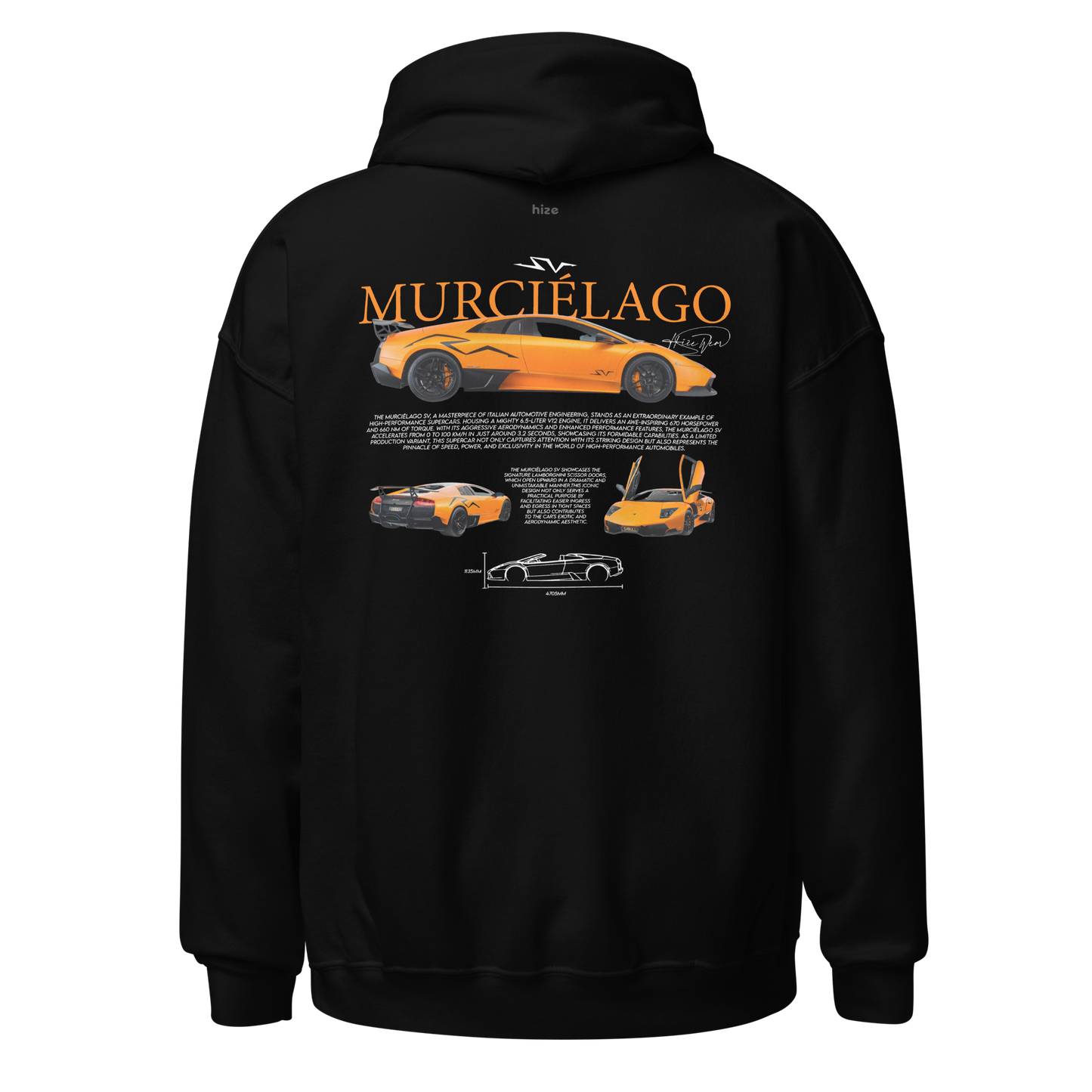 Lamborghini Murciélago SV Hoodie - Black Back View