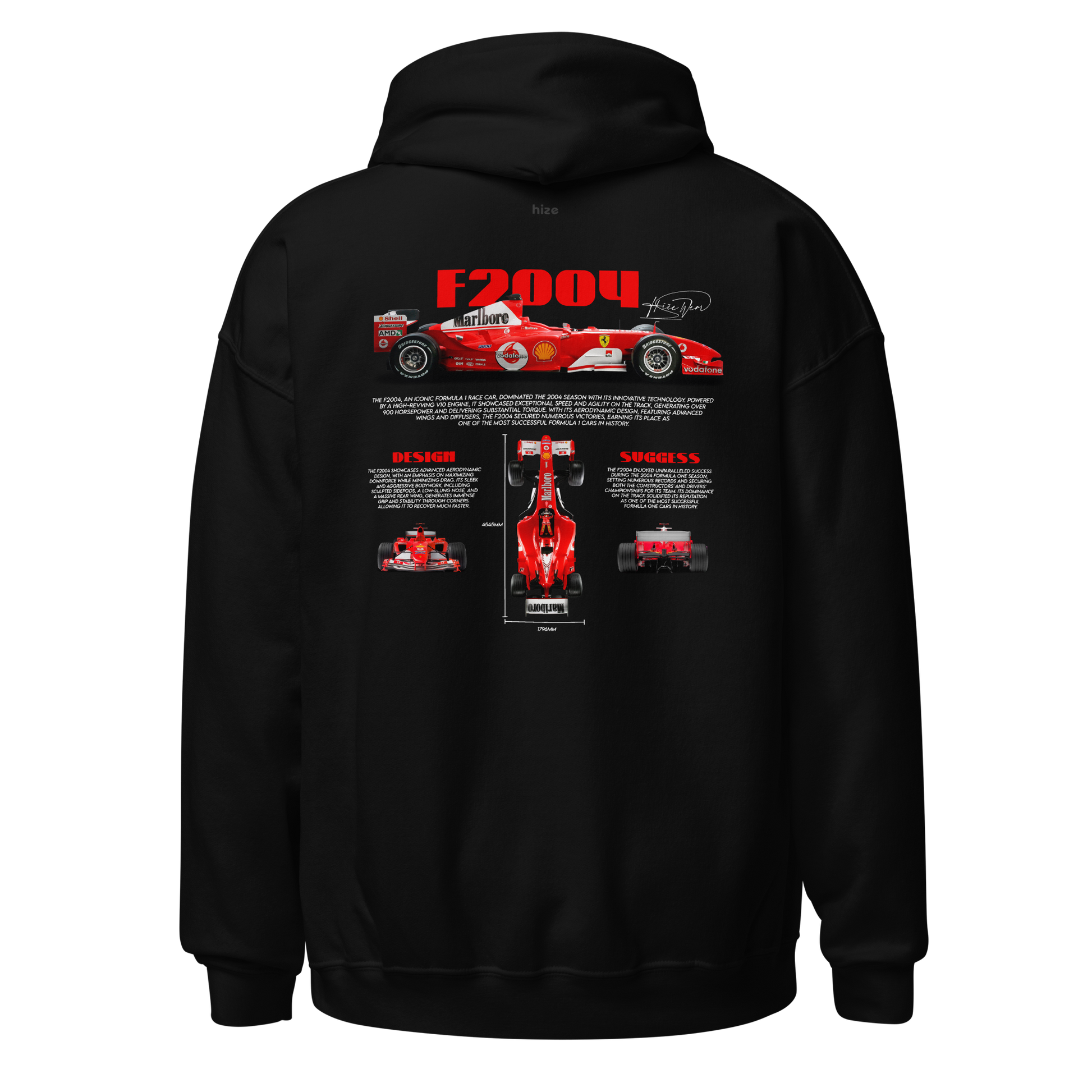 Ferrari F2004 F1 Schumacher Hoodie - Black Back