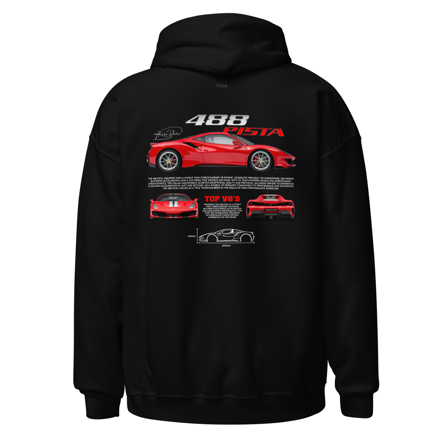 Ferrari 488 Pista Hoodie - Black Back