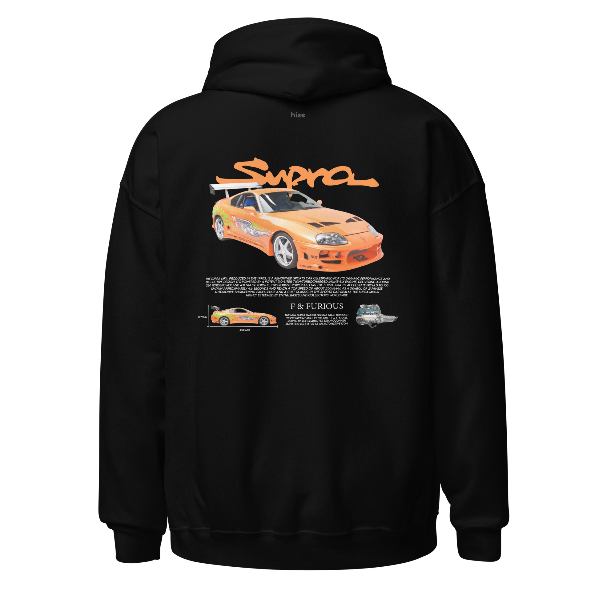 Toyota Supra Mk4 Hoodie - Black Back