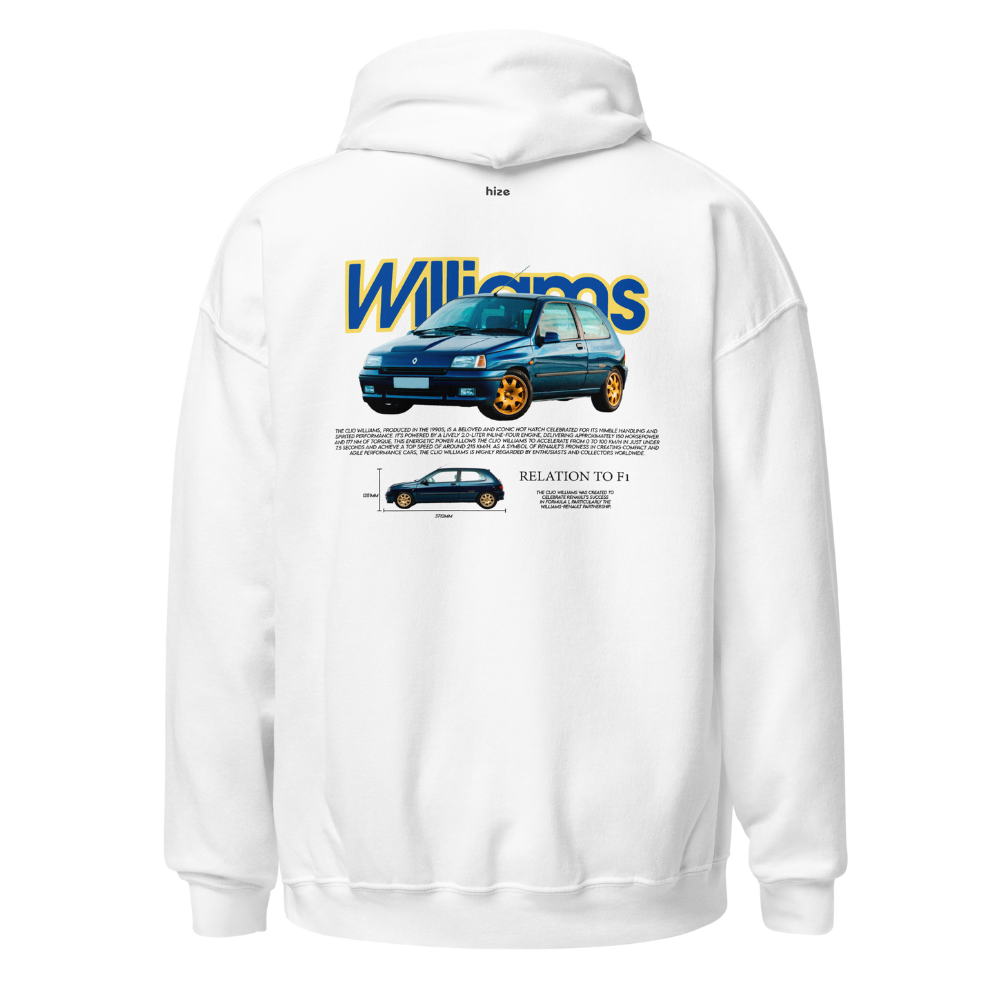 Renault Clio Williams Hoodie - White Back