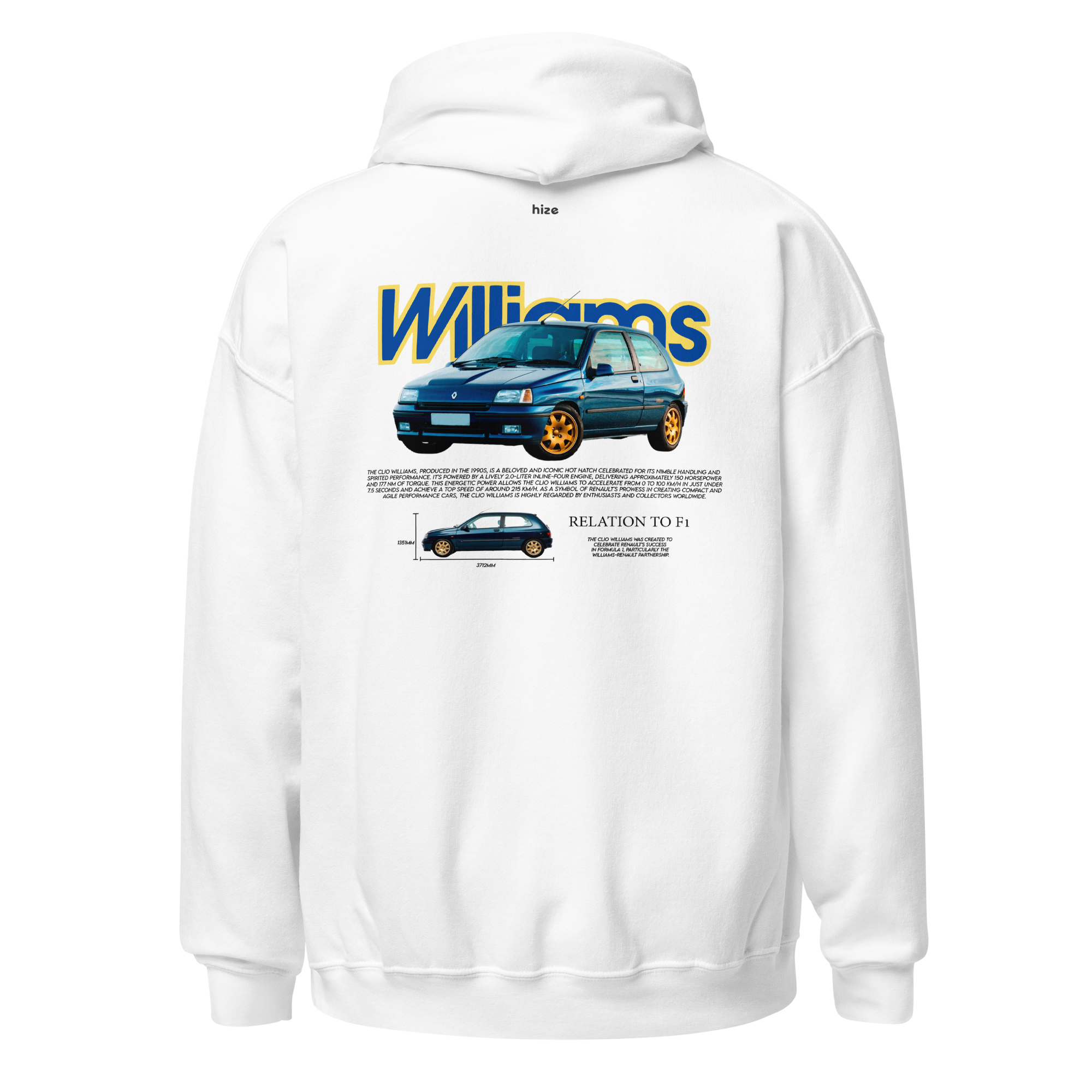 Renault Clio Williams Hoodie - White Back