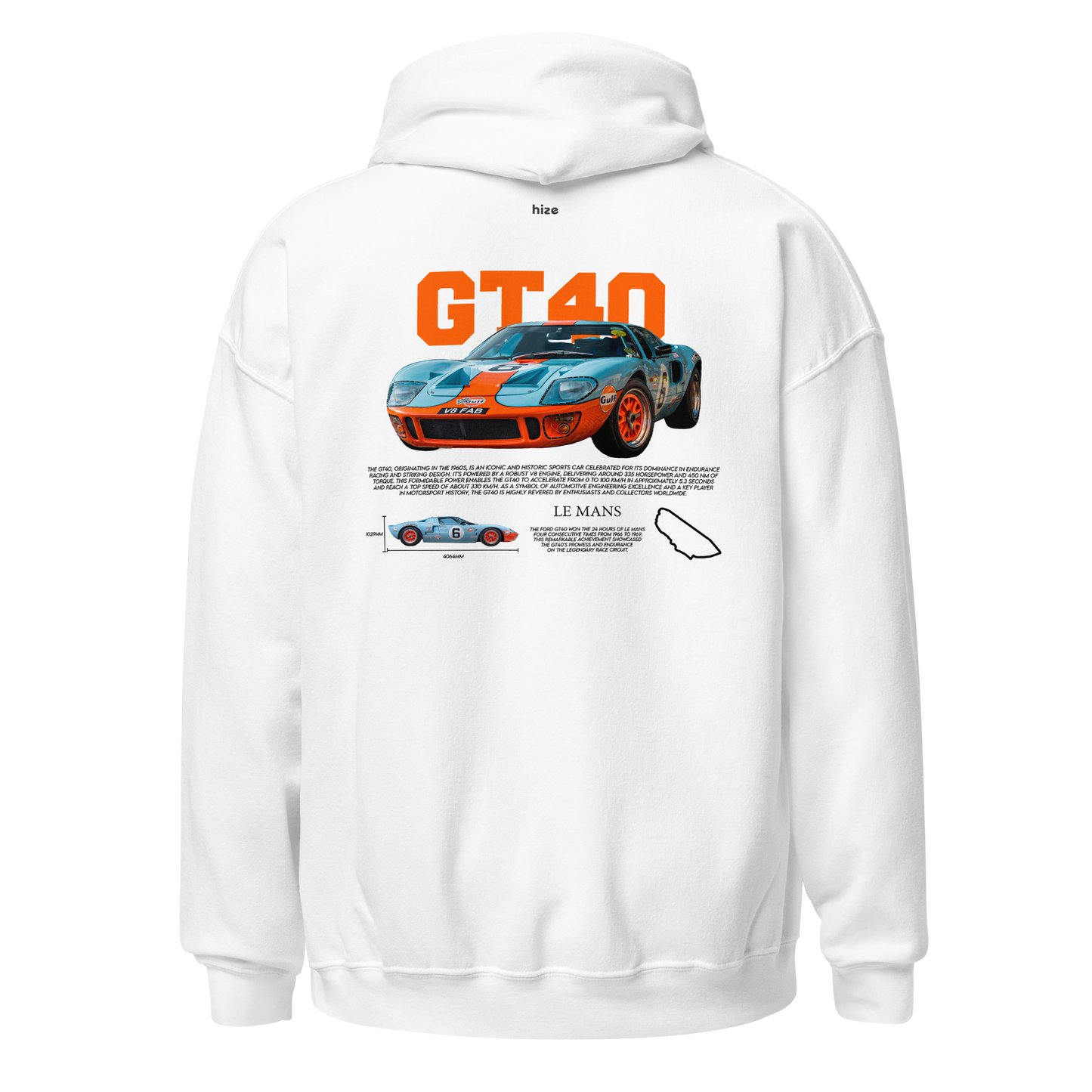 Ford GT40 Hoodie - White Back