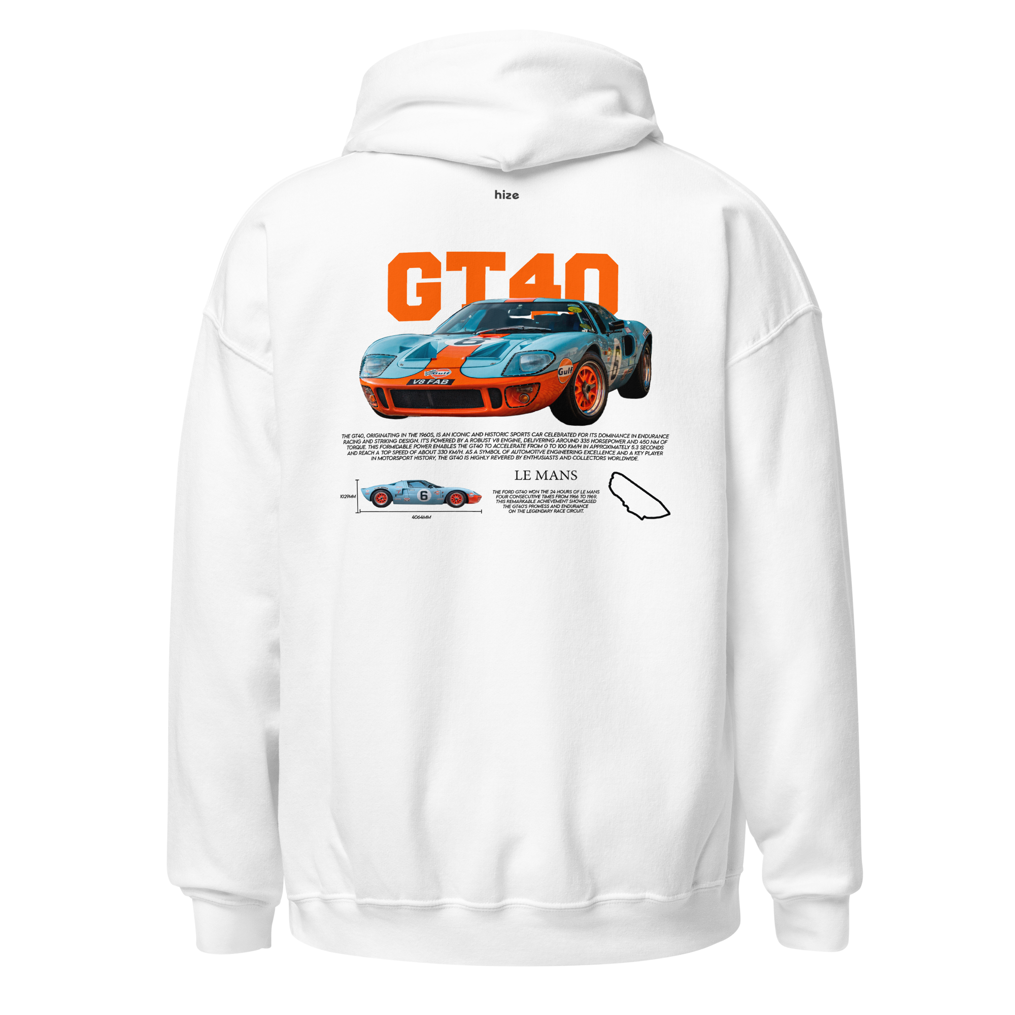 Ford GT40 Hoodie - White Back