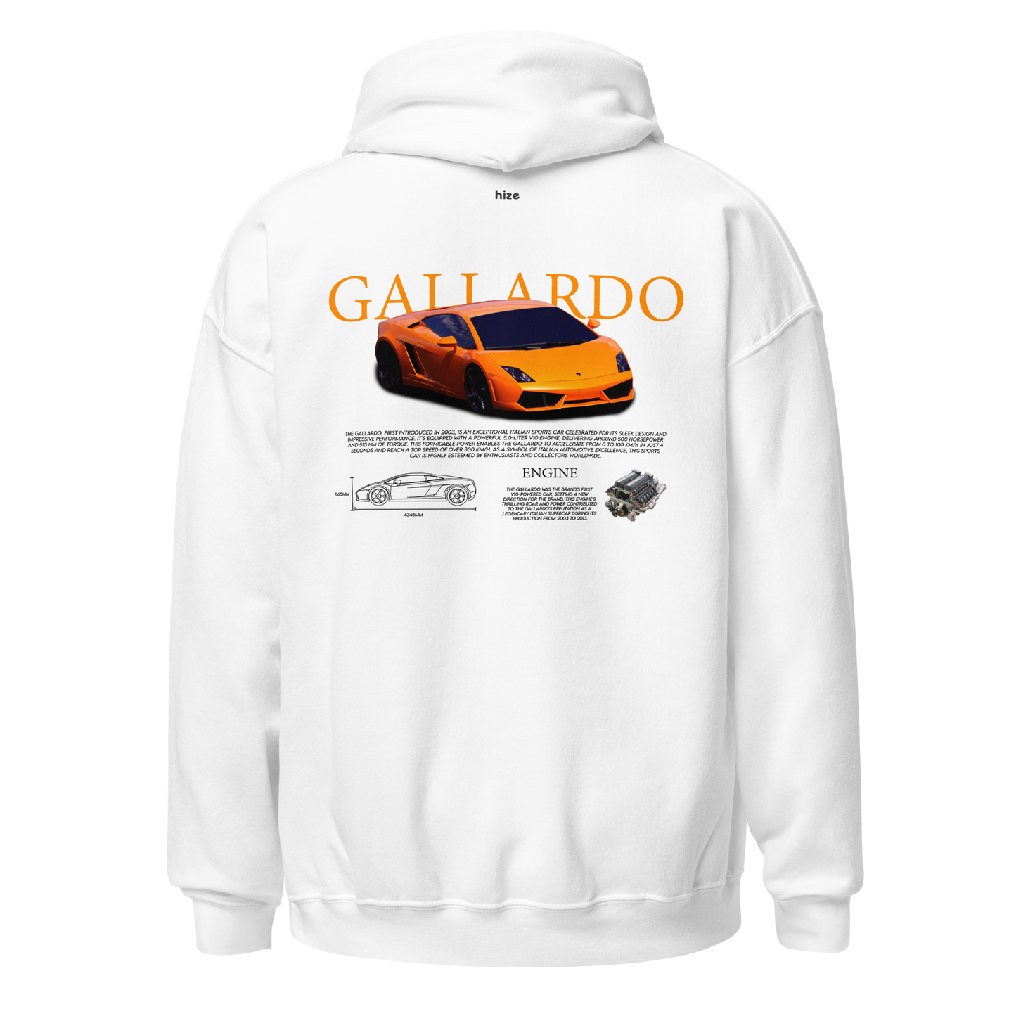 Lamborghini Gallardo Hoodie - White Back