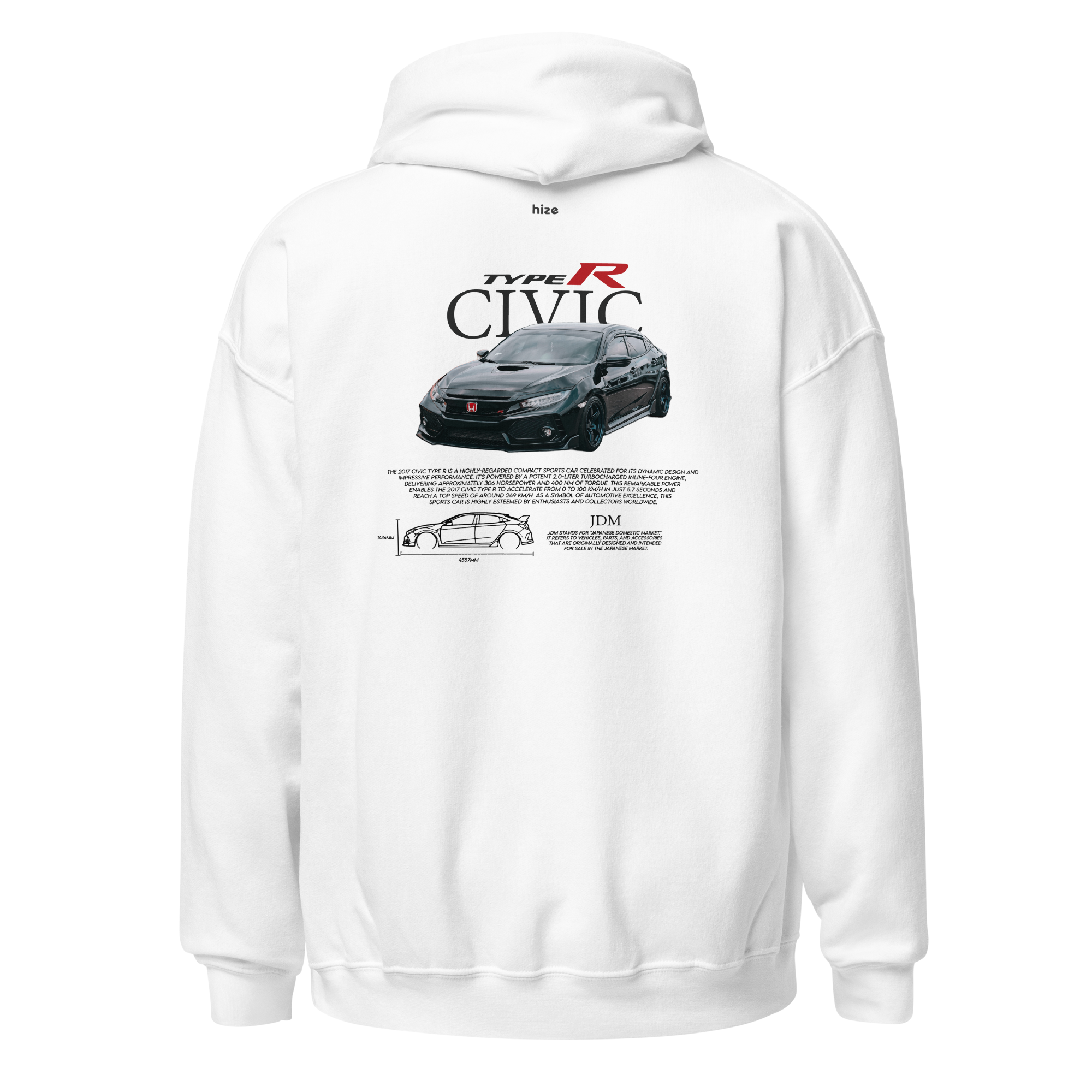 Honda Civic Type R Hoodie - White Back