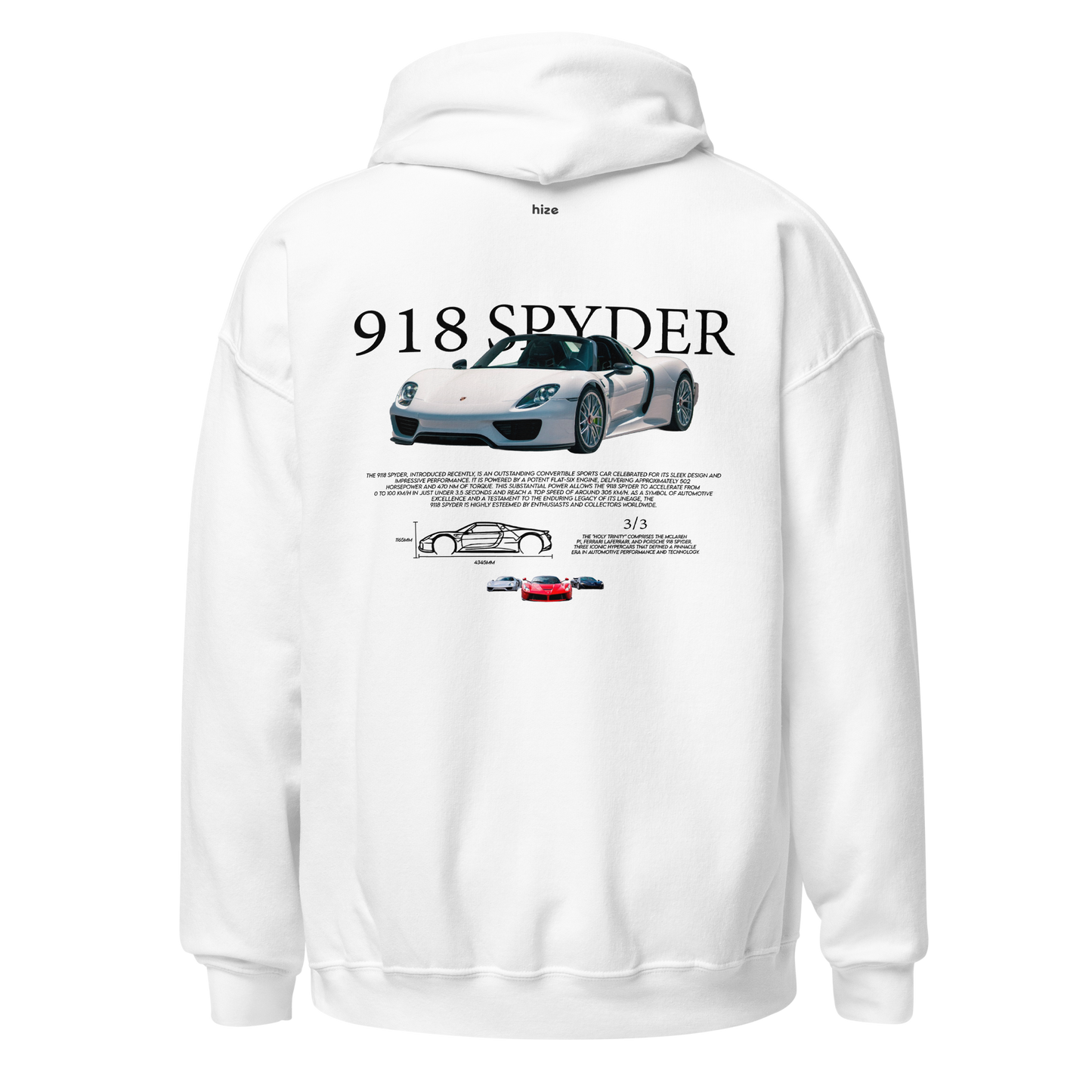 Porsche 918 Spyder Hoodie - White Back View