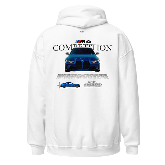 BMW M4 COMPETITION BLUE Hoodie - White Back