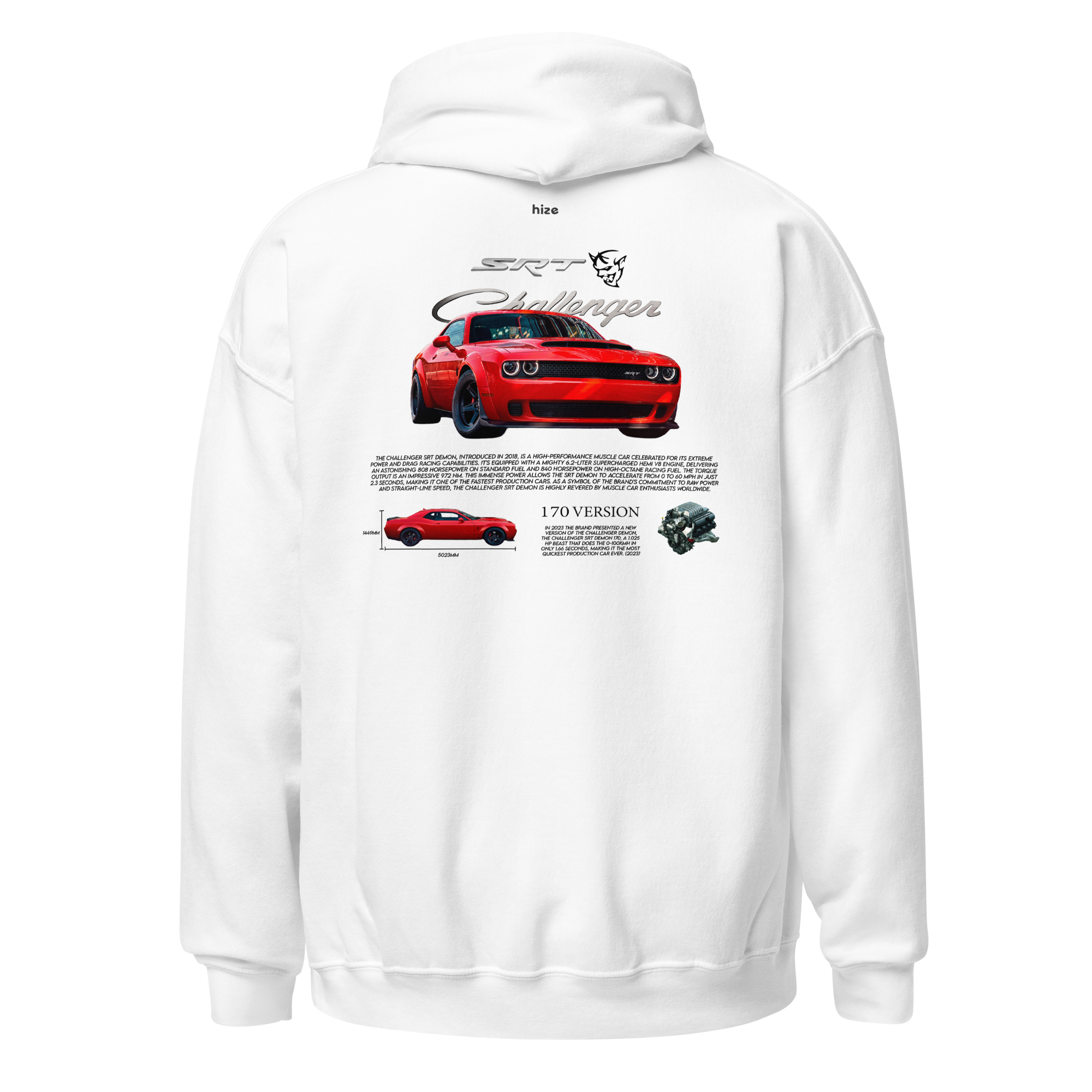 Dodge Challenger SRT Hoodie - White Back