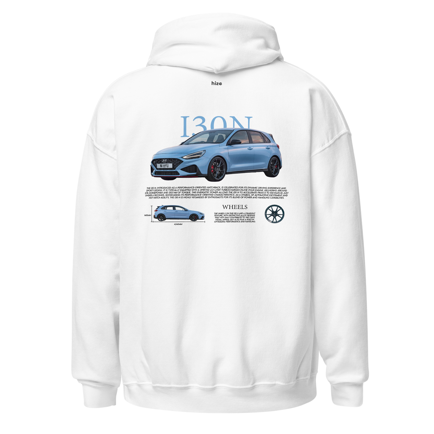 Hyundai i30n Hoodie - White Back