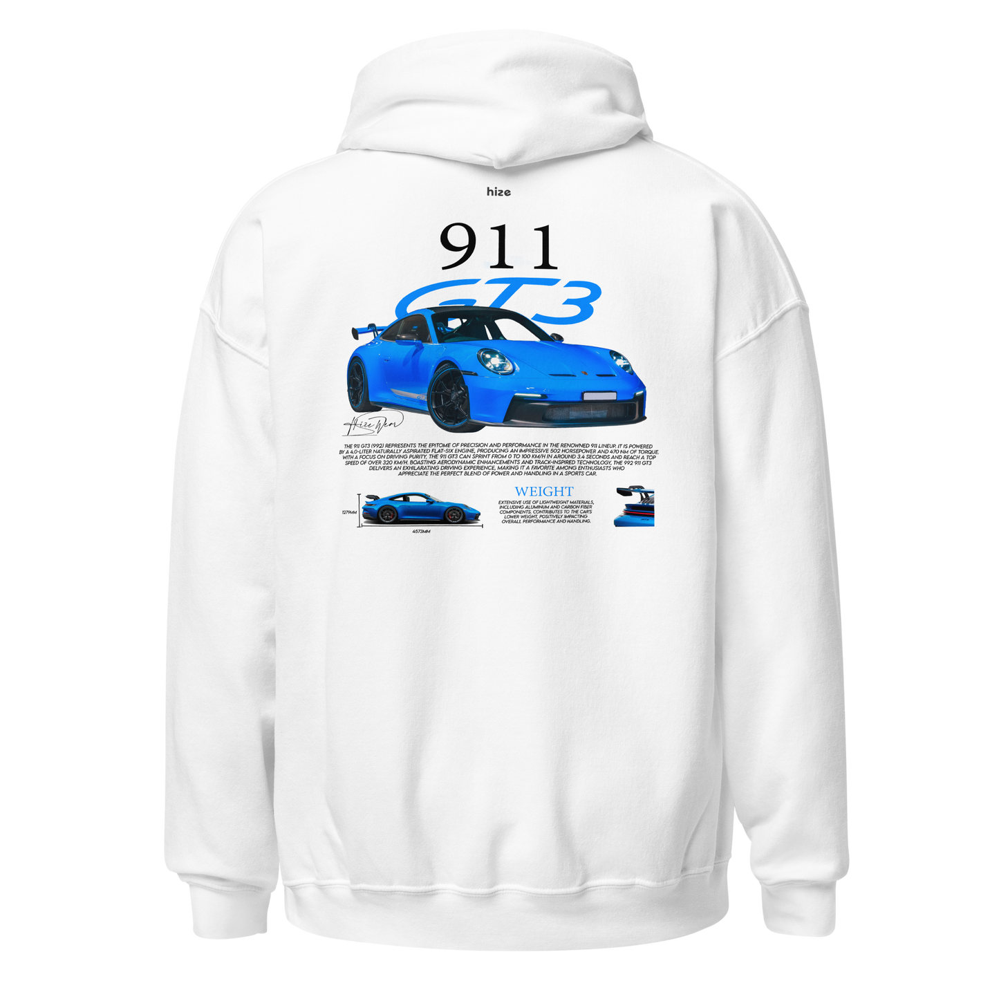 Porsche 911 GT3 992 Hoodie - White Back View