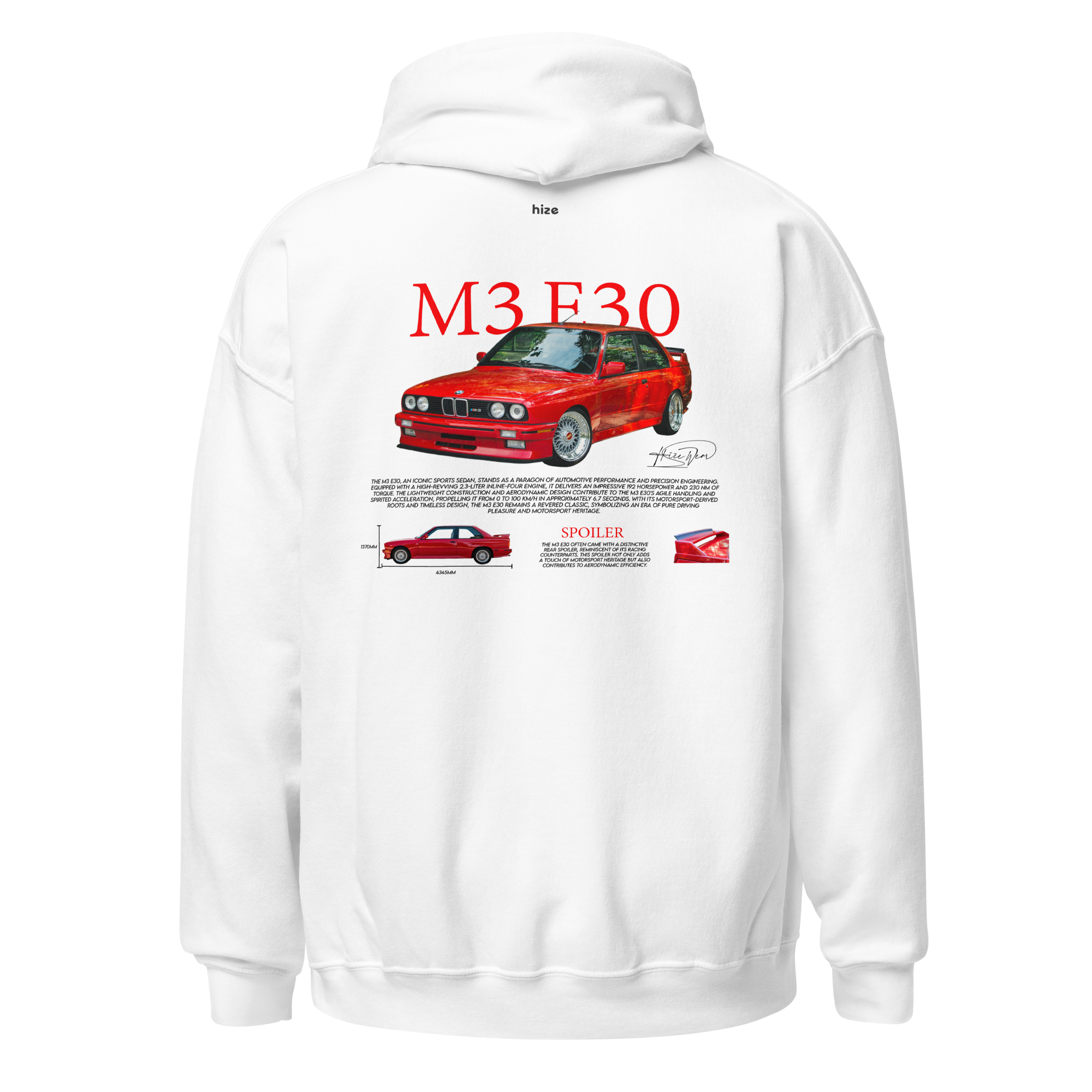 BMW M3 E30 Hoodie - White Back