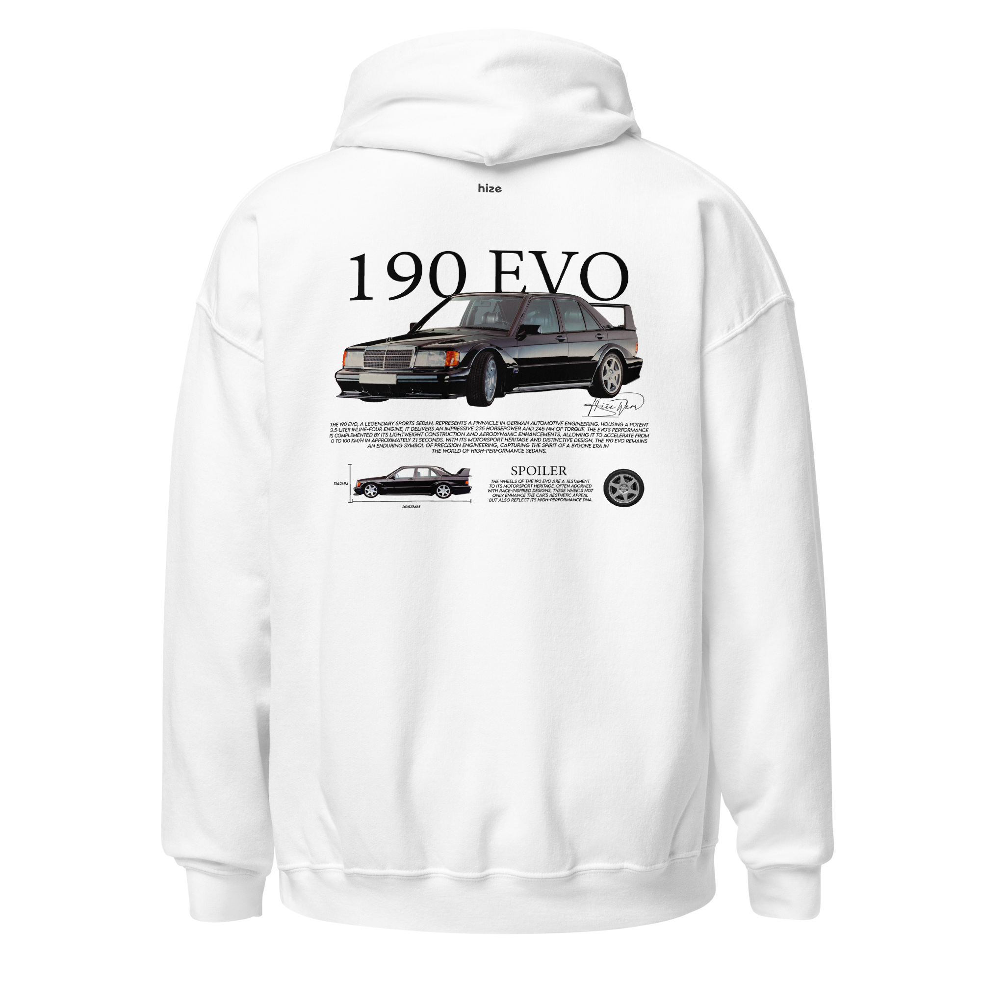 Mercedes Benz 190 EVO Hoodie - White Back View