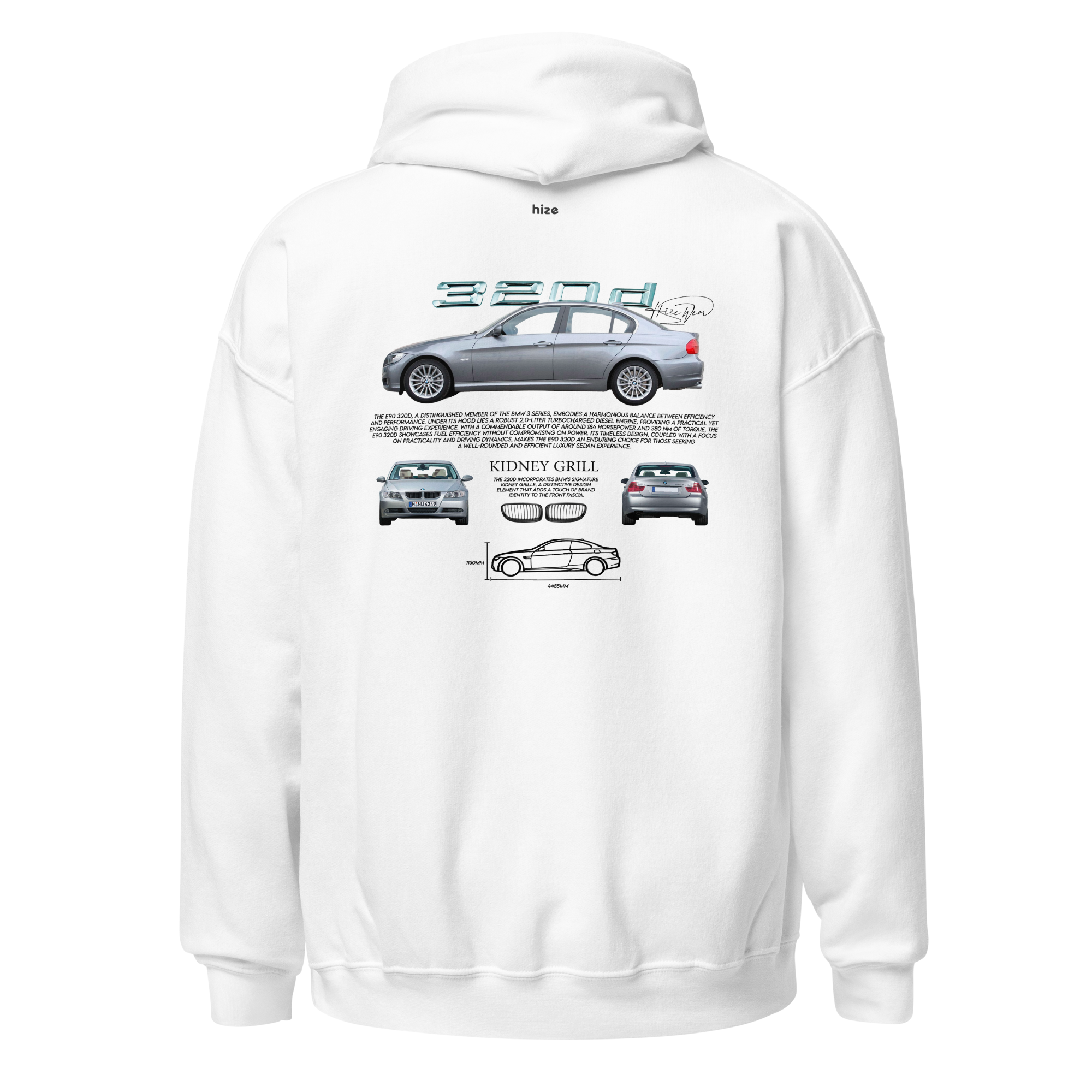 BMW 3 SERIES 320d Hoodie - White Back