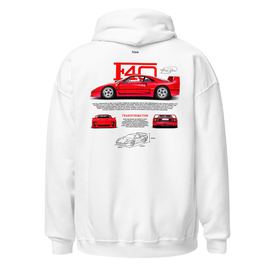 Ferrari F40 1987 Hoodie - White Back View