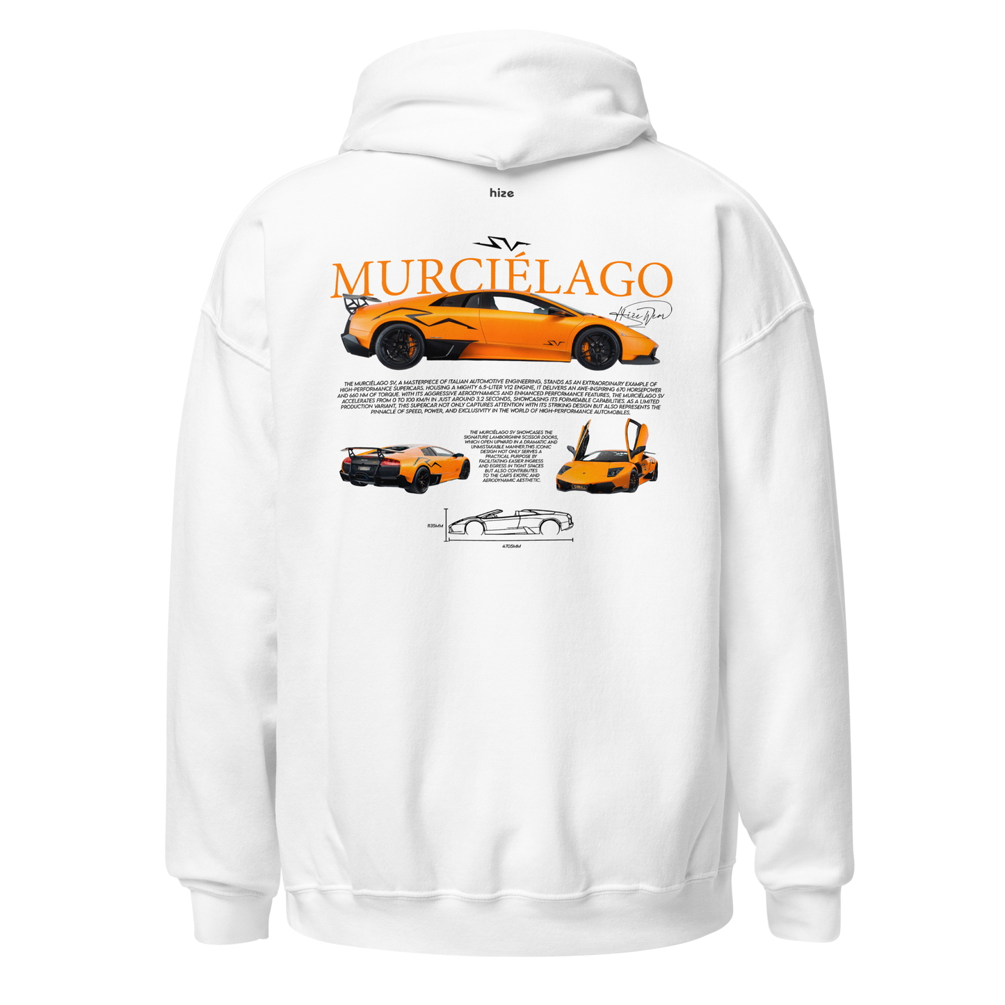 Lamborghini Murciélago SV Hoodie - White Back View