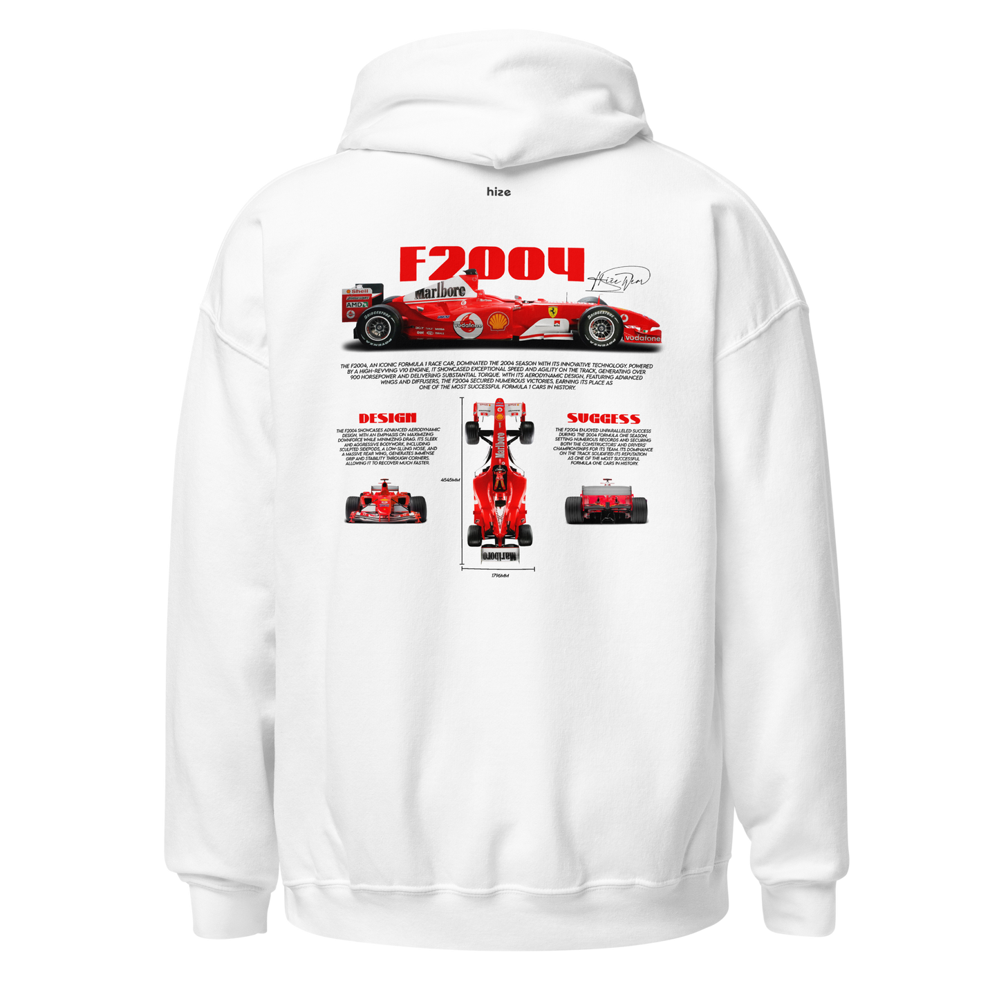Ferrari F2004 F1 Schumacher Hoodie - White Back