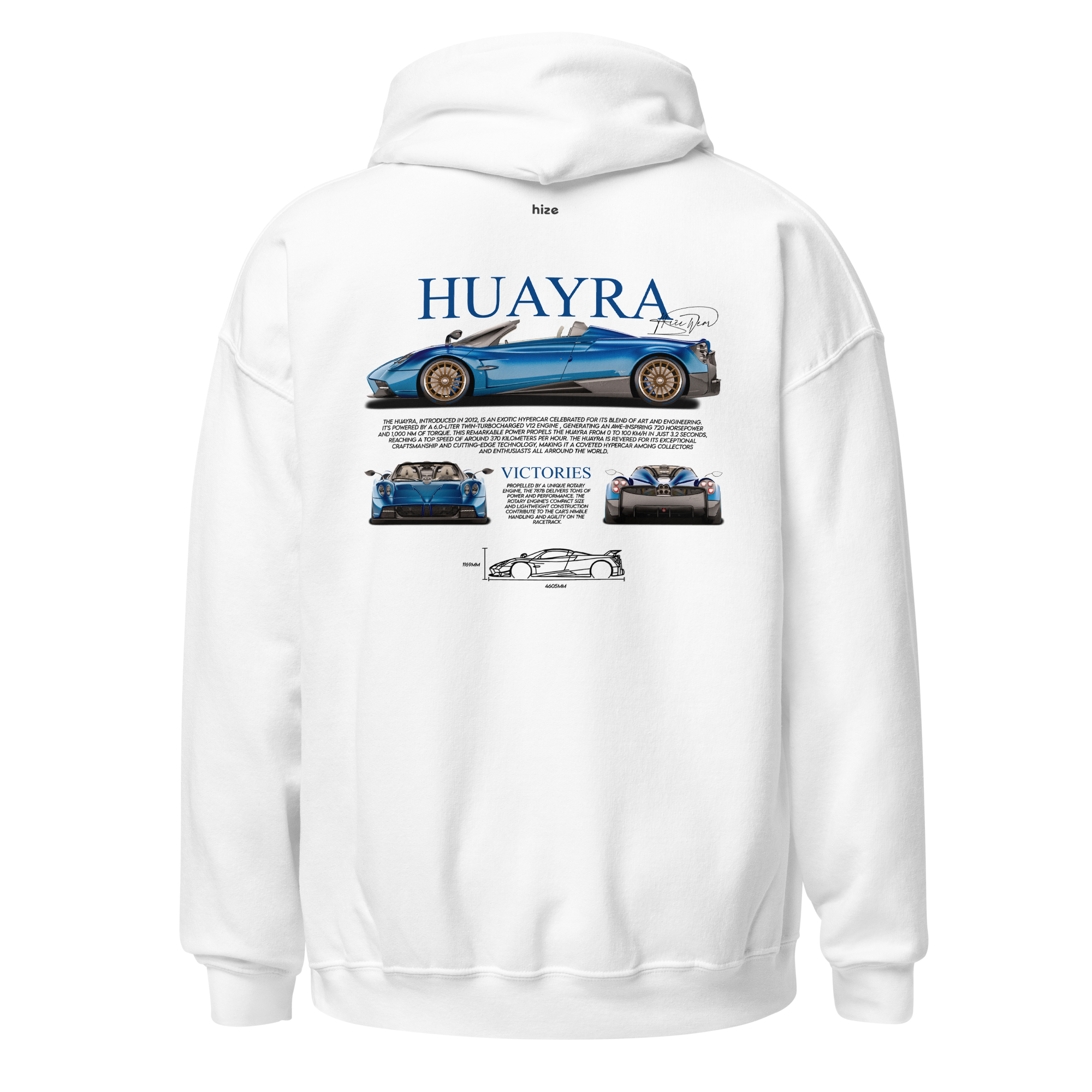Pagani Huayra Hoodie - White Back