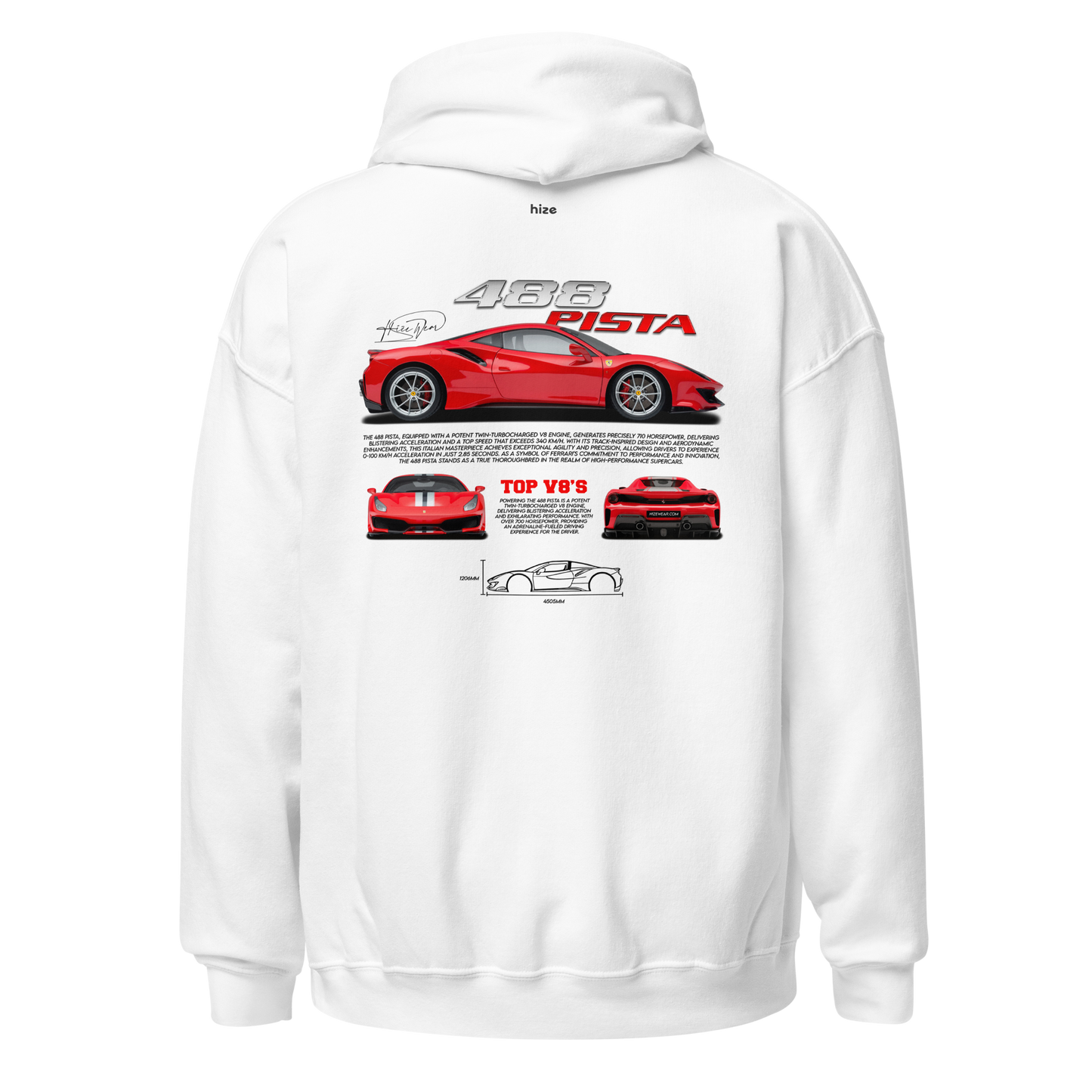 Ferrari 488 Pista Hoodie - White Back