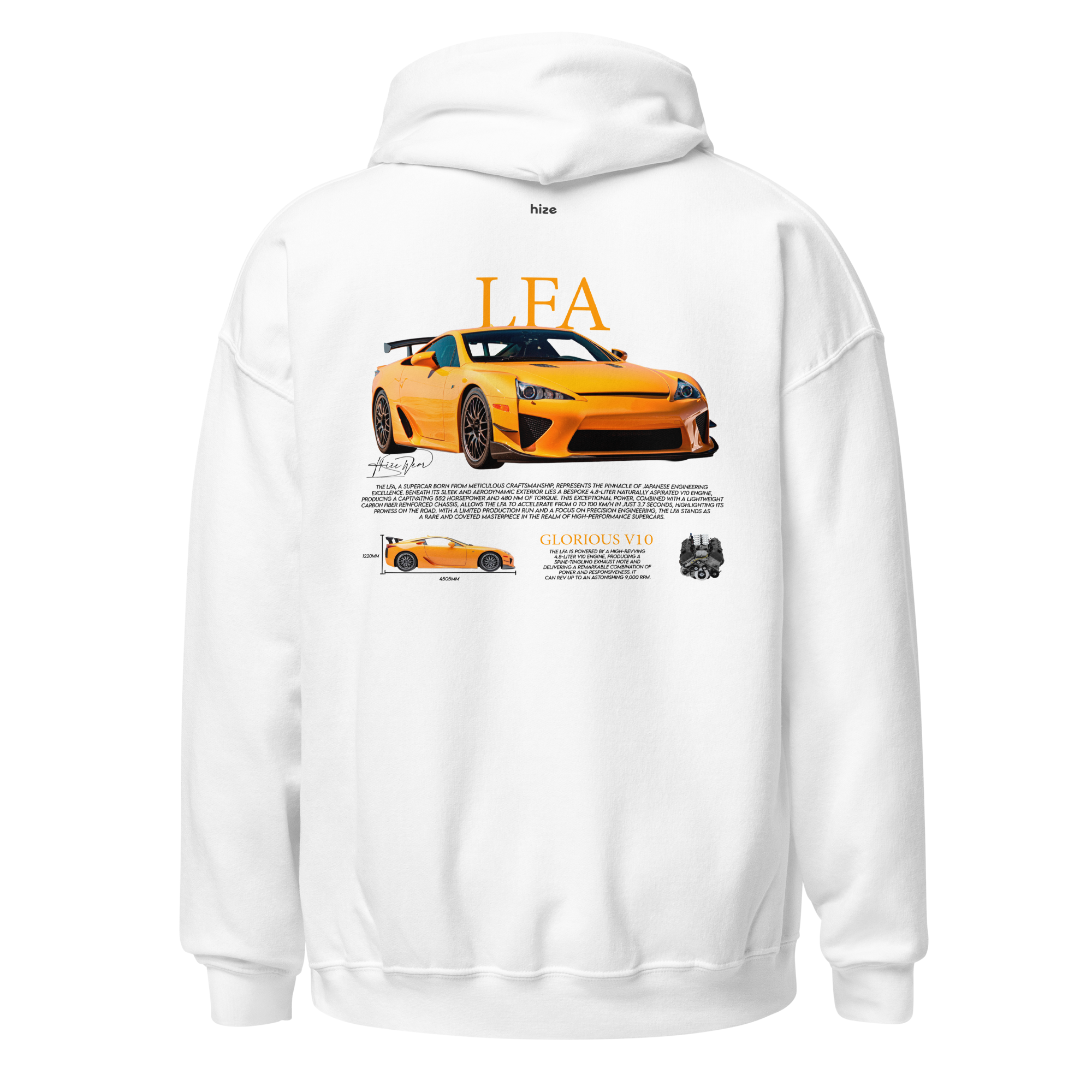 Lexus LFA Hoodie - White Back