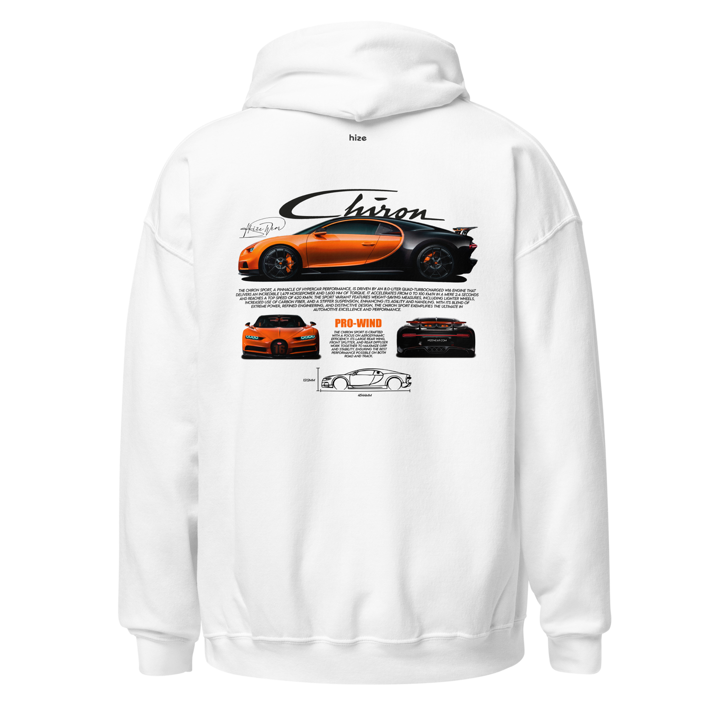 Bugatti Chiron Sport Hoodie - White Back