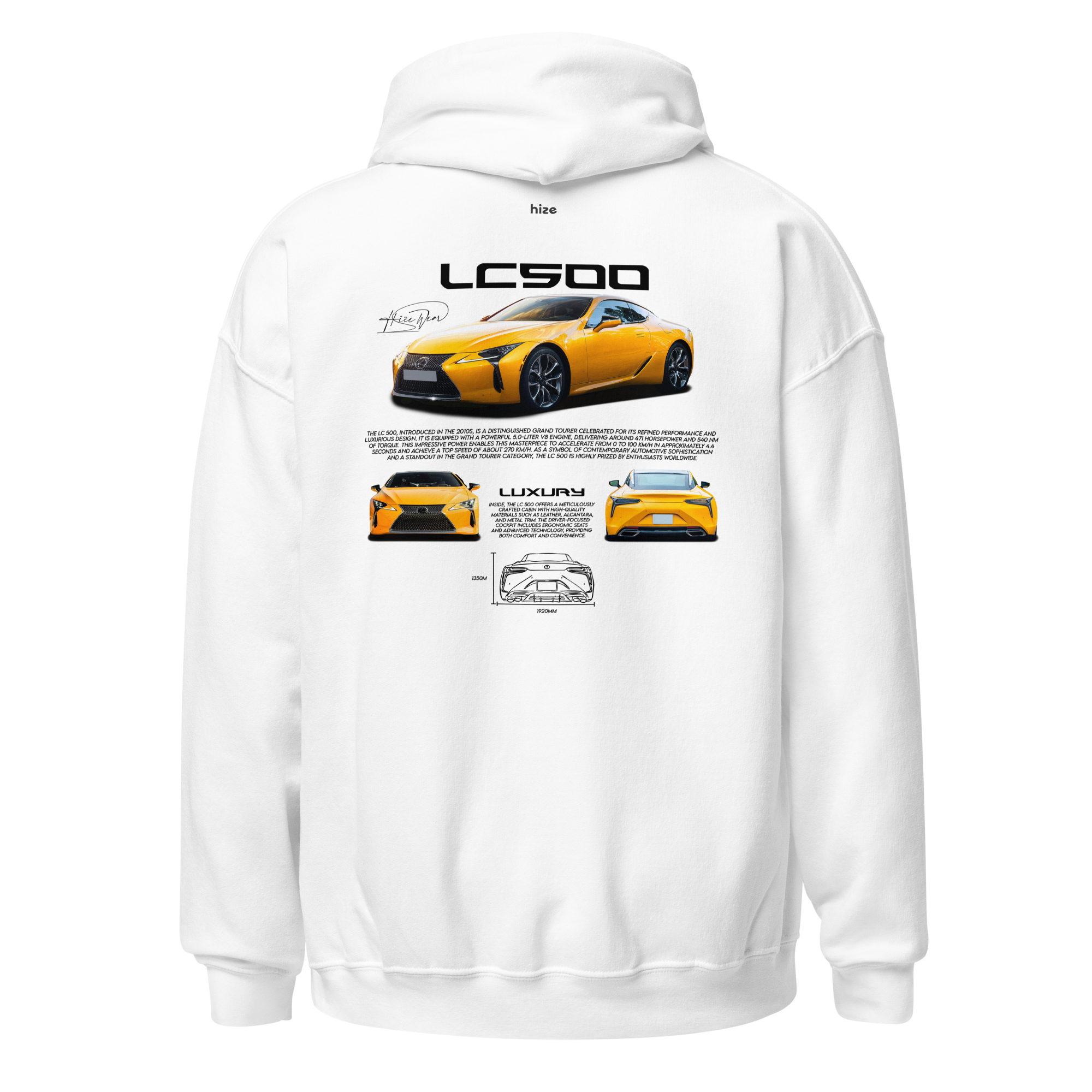 Lexus LC 500 Hoodie - White Back